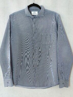 Acquaroli 100% Cotton Striped Dress Shirt | Size 17.5
